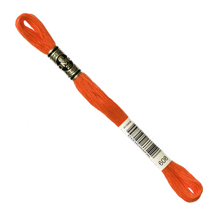 DMC Embroidery Floss - Bright Orange 608 image 1