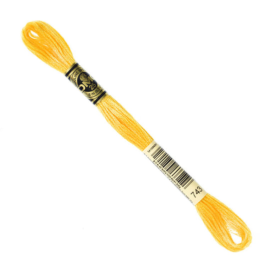 DMC Embroidery Floss - Medium Yellow 743 image 1