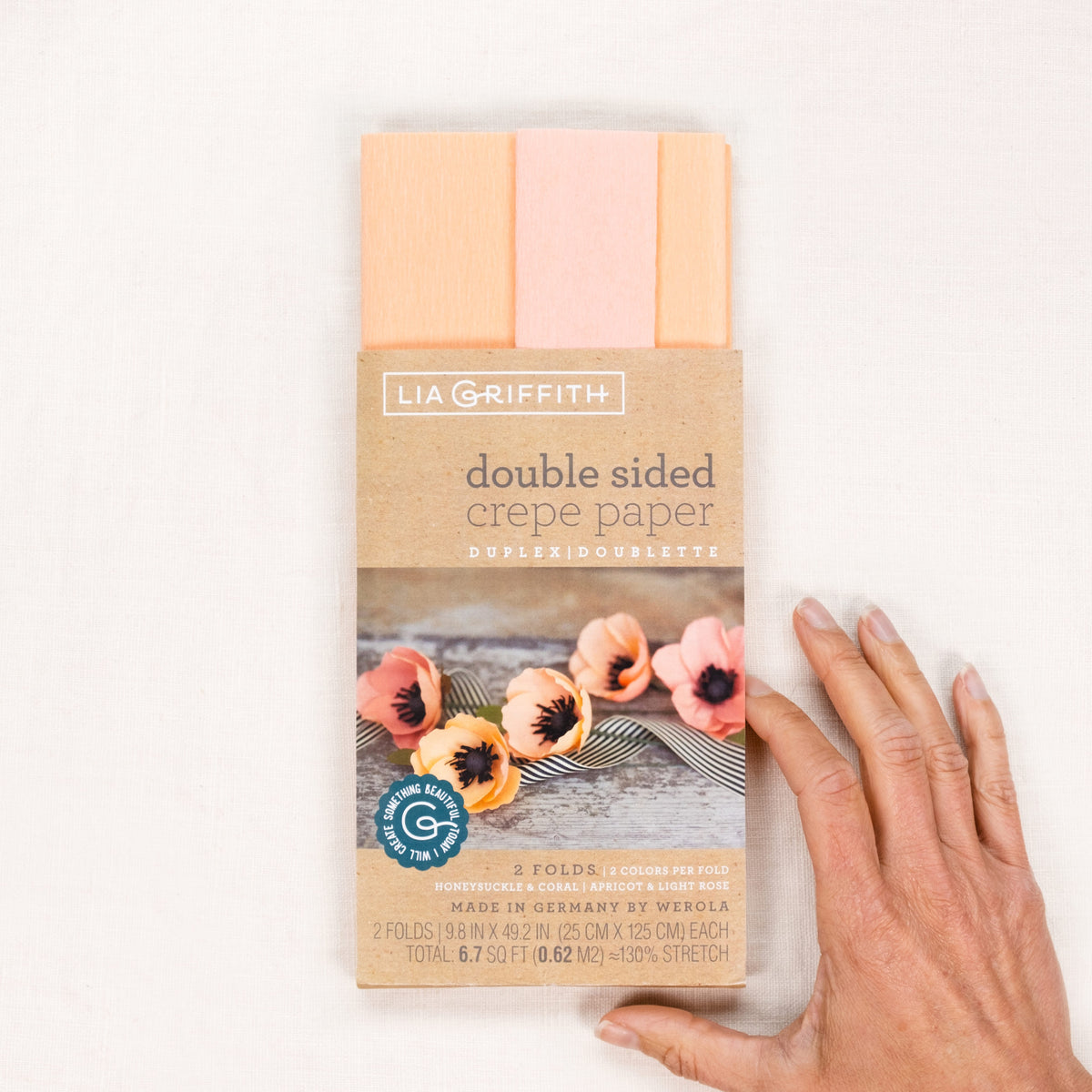Lia Griffith Crepe Paper Double Sided - Honeysuckle/Coral + Apricot/Light Rose image 2