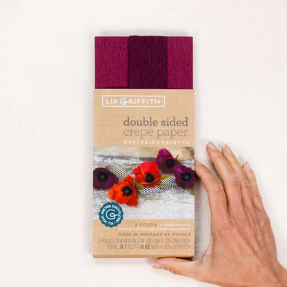 Lia Griffith Crepe Paper Double Sided - Sangria/Aubergine + Cherry/Raspberry image 2