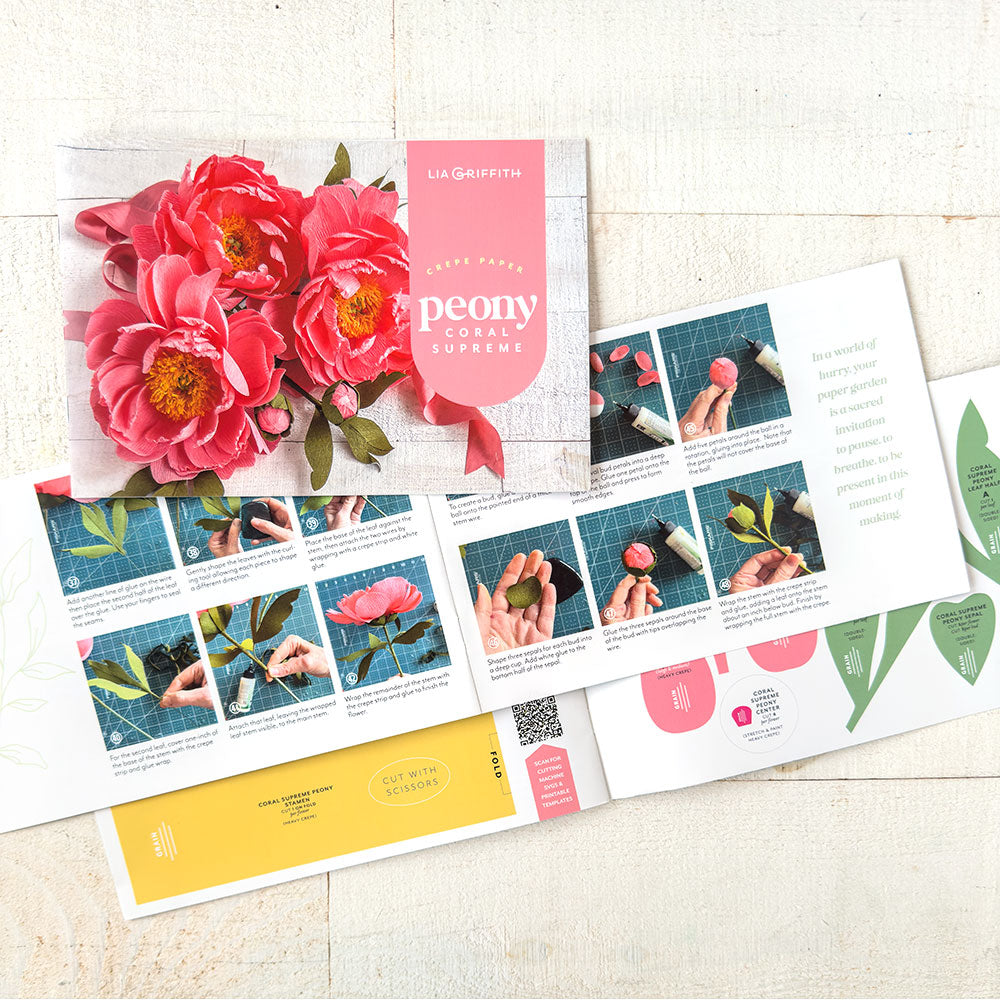 Coral Supreme Peony Crepe Paper Flower Kit image 3