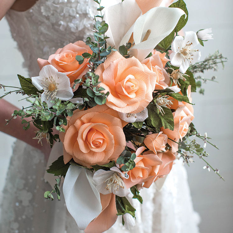 Lia Griffith Crepe Paper Double Sided - Honeysuckle/Coral + Apricot/Light Rose image 4