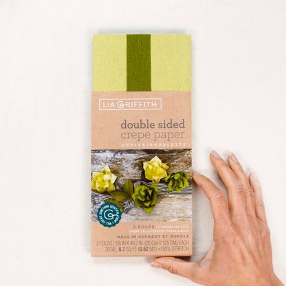 Lia Griffith Crepe Paper Double Sided - Green Tea/Cypress +  Ferns/Moss image 2