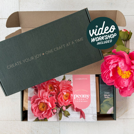 Coral Supreme Peony Crepe Paper Flower Kit image 0