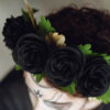 basic black crepe paper flower headband