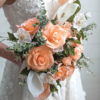 Crepe paper bouquet of roses in double sided pink and peach paper