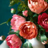 Close up frosted paper peonies