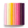 Ten sleeves of heavy crepe paper in English Garden colors, shown outside packaging, including shades of pink, purple, yellow and cream