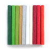 Ten sleeves of heavy crepe paper in Botanical Garden colors, shown outside packaging, including shades of red, green, silver, gold and white.