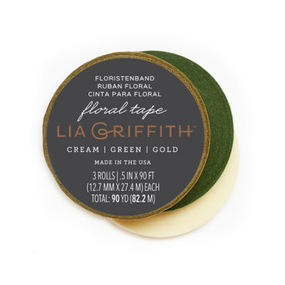 Gold cream green floral tape by Lia Griffith