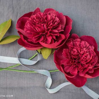 Crepe Paper Red Charm Peony Commercial Use Pattern - Felt Paper Scissors