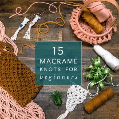 a bundle of macrame projects sits on a table