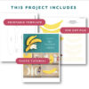 The felt banana kit includes a printable template, SVG cut files and a photo tutorial