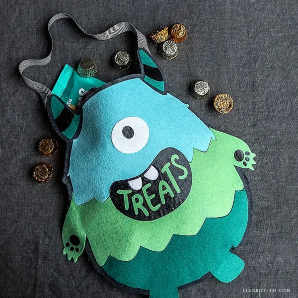 felt monster candy tote bag