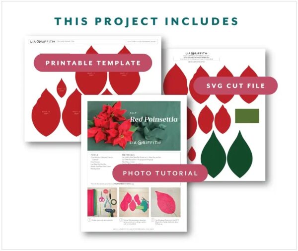 felt red poinsettia flower template