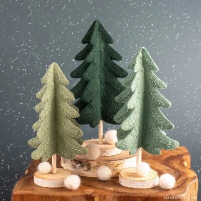 embroidered felt Christmas trees