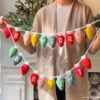 felt holiday light garland being held