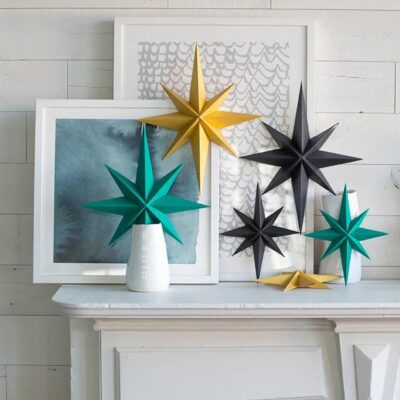 retro paper starburst decor on mantel