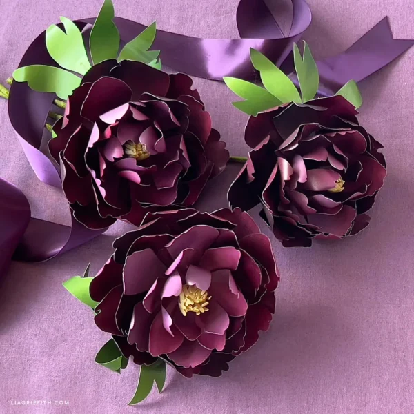 Frosted Paper Plum Peonies Materials Bundle - Image 2