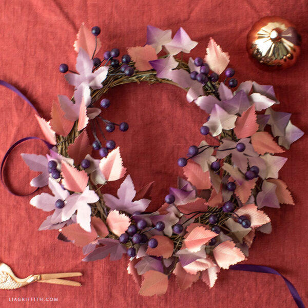 Frosted Paper Leaf and Berry Wreath – Digital Download