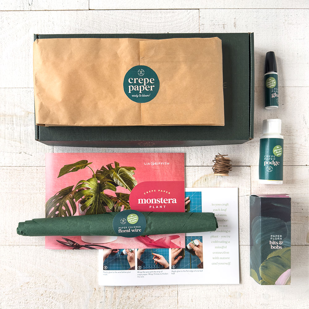 Monstera Plant Crepe Paper Flower Kit - Image 3